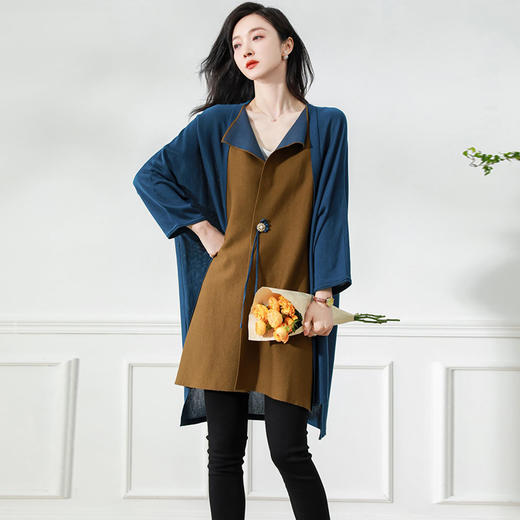 披肩时尚洋气，冰丝大码开衫针织外套女中长款新款春季薄款外搭CC-58-58633 商品图3