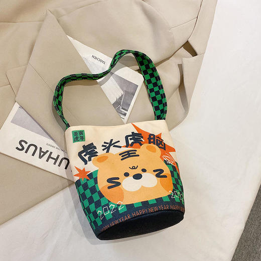 ZX-213大容量水桶包帆布涂鸦帆布包时尚手提包 商品图0