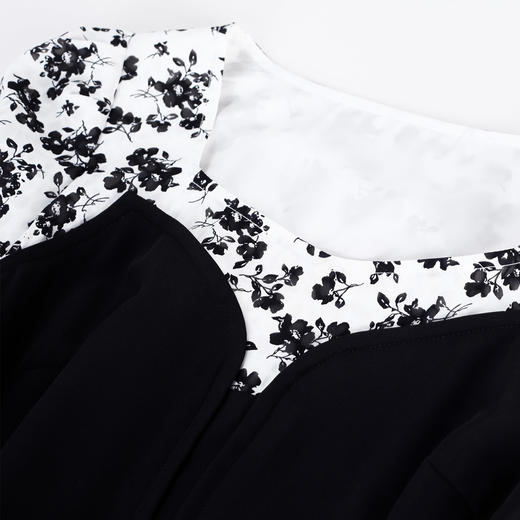 NF8W3斯尔丽2023年春夏新款圆领短袖拼接中长连衣裙 商品图4