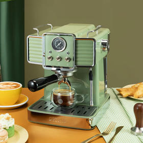 【柏翠迷你家用意式咖啡机】柏翠（petrus） 意式咖啡机15Bar家用商用浓缩小型专业半自动蒸汽一体奶泡机PE3690 绿色