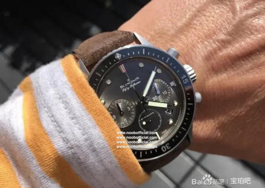 NOOB宝珀五十寻计时深潜器飞返计时码表问世了，直径43mm。【表壳】牙圈对版，立体感强！永不退色，手感爽滑且不伤肌肤。 商品图5