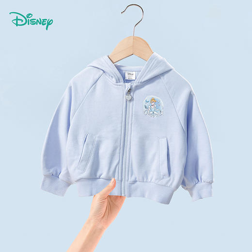 【商场同款】迪士尼童装女童连帽外套公主印花卡通春秋季洋气潮搭针织开衫上衣 商品图0