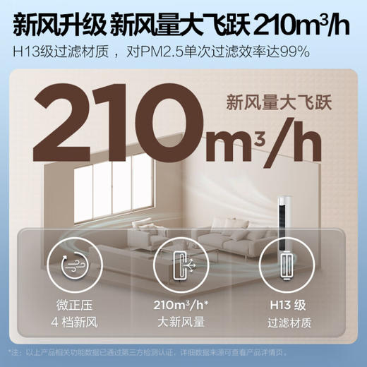 美的(Midea)新风空调3匹焕新风 新一级智能家电变频冷暖新风空调客厅圆柱立式柜 KFR-72LW/N8MKA1A 商品图8