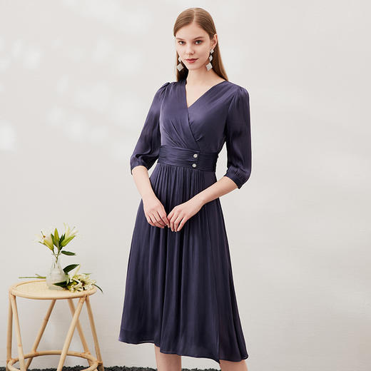 EITIE爱特爱夏季新款束腰五分袖优雅显瘦连衣裙7007718 商品图2