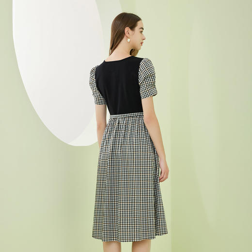 RF8E4斯尔丽瑟俪2023年春夏新款圆领短袖拼接中长连衣裙 商品图1