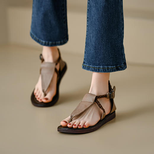 清凉舒适，头层牛皮平底凉鞋ZM22168 商品图9