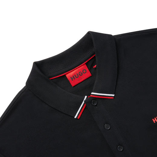 HUGO BOSS 雨果博斯 2023春夏新品 男士LOGO标识商务休闲长袖POLO衫 黑色 50466201 商品图3