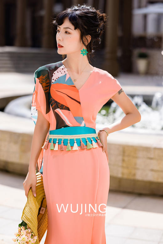 3022113 如珊寻梦 珊瑚粉色连衣裙 雾境 商品图3