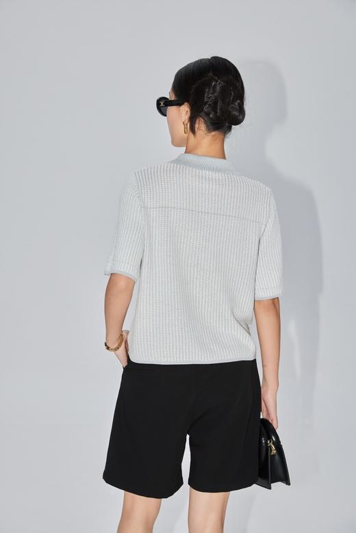 【盏那】桑蚕丝针织条纹肌理简约提花开衫 商品图7