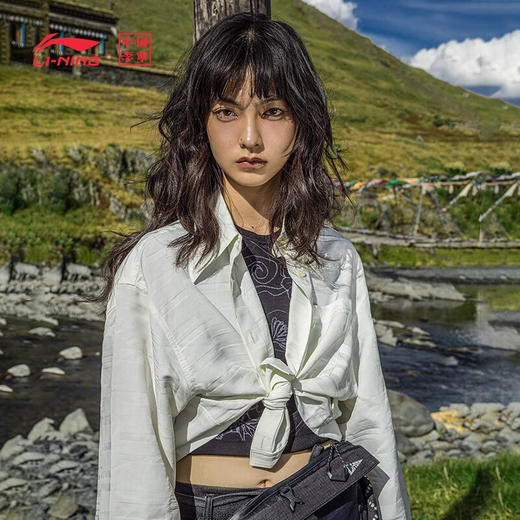 【L断码】李宁（LI-NING）中国李宁休闲外套女2023新款春夏宽松开衫翻领运动服AFDT152【库存有限，如无货将做退款，介意慎拍！】 商品图2