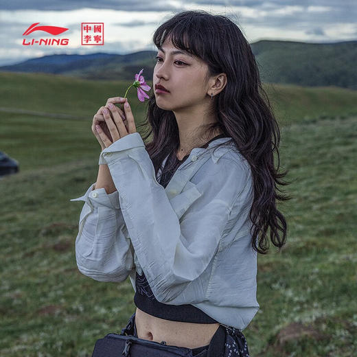 【L断码】李宁（LI-NING）中国李宁休闲外套女2023新款春夏宽松开衫翻领运动服AFDT152【库存有限，如无货将做退款，介意慎拍！】 商品图3