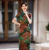 KY-83769春季新款立领短袖提花双色包边八扣印花长旗袍私服国风优雅 商品缩略图1