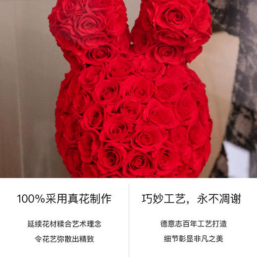 VBEINGS花语 红色玫瑰兔 永生花定制礼盒送女友表白生日礼物 商品图3