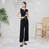 EITIE爱特爱夏季新款干练圆领无袖高腰直筒显瘦黑色通勤连体裤B2307122 商品缩略图1