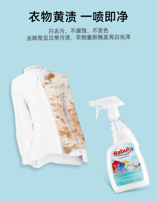 【中欧班列精选2瓶】意大利巴彼丽Babuly衣领净 原装进口衣领净去污去黄领口袖口清洗剂 600ml/瓶 商品图1