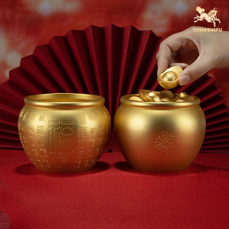 铜师傅 全铜摆件《百福缸、财缸系列》客厅玄关桌面家居装饰礼品