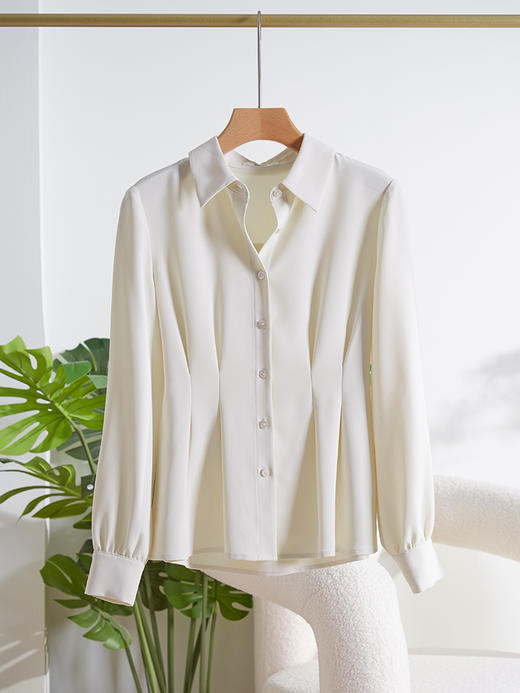 【79元福袋不支持退换】熙世界鱼骨衬衫女收腰显瘦长袖洋气小衫别致雪纺衬衣2025春秋新款 商品图3