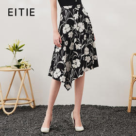 EITIE爱特爱夏季新款通勤时尚不规则裙摆印花半身裙7006703
