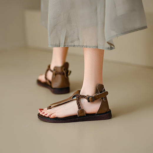 清凉舒适，头层牛皮平底凉鞋ZM22168 商品图0