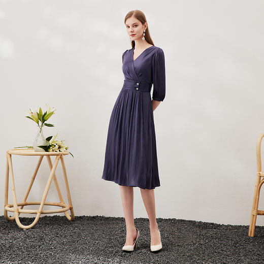 EITIE爱特爱夏季新款束腰五分袖优雅显瘦连衣裙7007718 商品图1