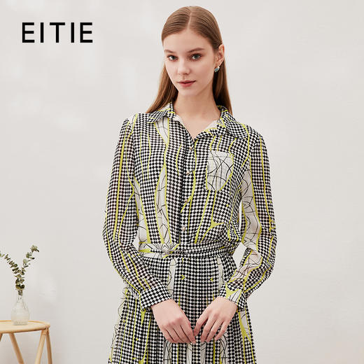 EITIE爱特爱夏季新款几何印花显瘦衬衣上衣7009710 商品图0