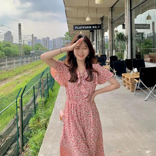 【弗洛花室】腰部绑带设计！v领荷叶边碎花连衣裙 商品图2