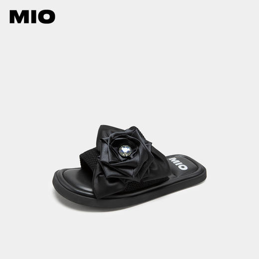 MIO米奥夏季舒适平跟一字外穿拖女鞋小彩钻玫瑰花拖鞋潮流云朵拖M233131201 商品图1