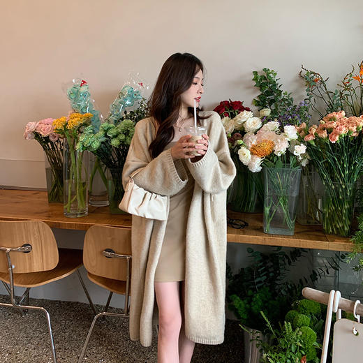 金蘑菇菇【栗子味的北海道】秋冬慵懒风婴驼针织开衫～长/短版本 商品图1