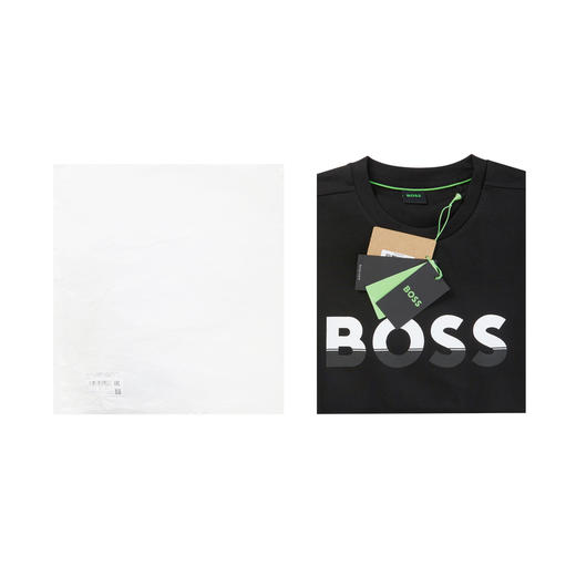 HUGO BOSS 雨果博斯 2023春夏新品 男士BOSS徽标字母印花休闲运动卫衣 黑色 50477043 商品图2