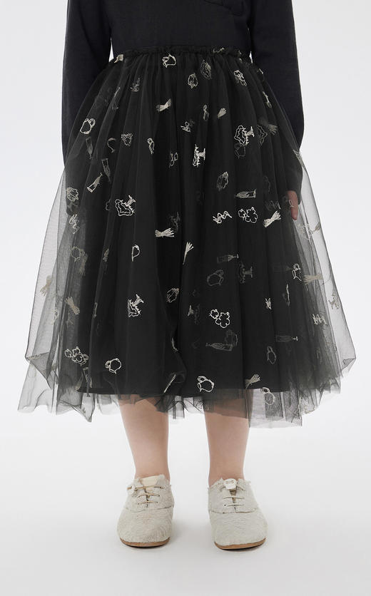 jnby  23年夏款   全棉绣花设计网纱中长款腰裙   1N4D14580 商品图4