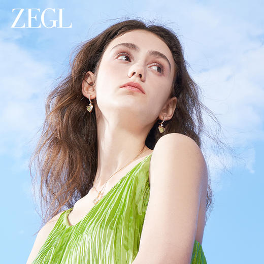 ZEGL设计师早春调色盘系列绿色爱心耳环女小众设计感耳钉银针耳饰 商品图2