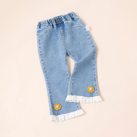 贝贝怡儿童牛仔裤洋气爆款网红春秋新款百搭喇叭裤小女孩长裤子潮231K2480 商品图3