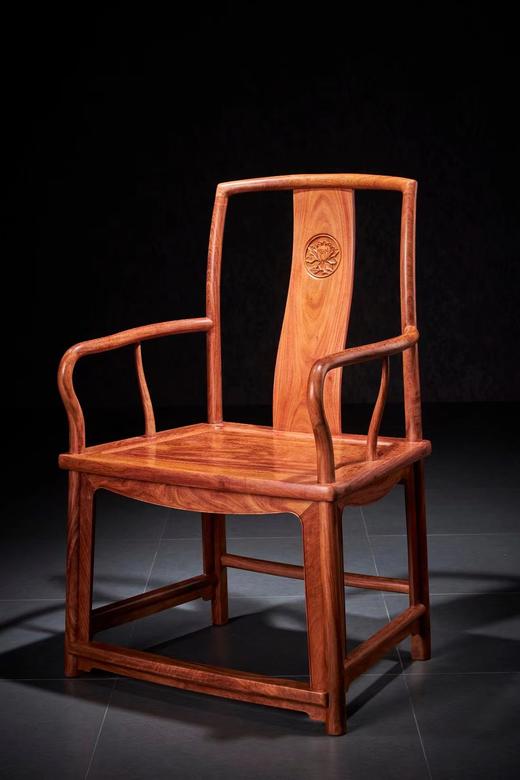 红桥红  家具严选  缅甸花梨（大果紫檀）【宝蕴楼扇形 南官帽椅三件套】 商品图1