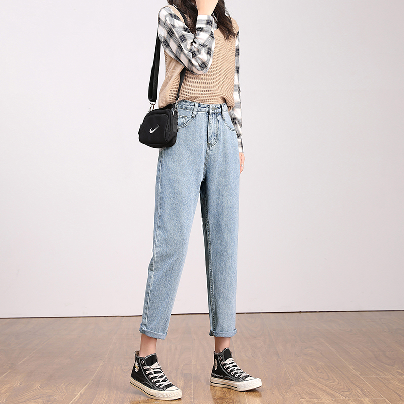 高腰老爹哈伦牛仔裤