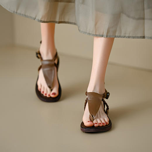 清凉舒适，头层牛皮平底凉鞋ZM22168 商品图2