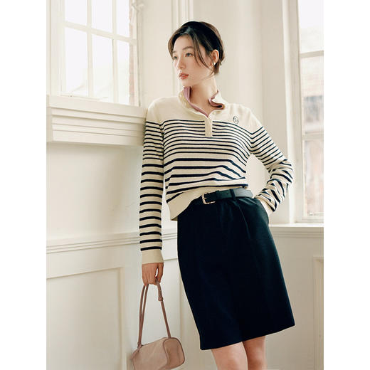 Even Vintage | 春日实穿 复古撞色条纹针织开衫外套女刺绣海魂衫 商品图2