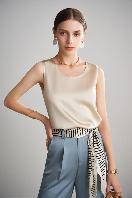 【盏那】桑蚕丝无袖背心 内搭外穿都适宜 商品图8