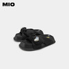 MIO米奥夏季纯色中跟一字拖厚底爱心水钻甜美蝴蝶结复古勃肯拖鞋M233127601 商品缩略图3