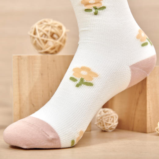 莫代尔直板提花女袜年轻时尚学生防臭吸汗凉爽多色堆堆袜耐穿质量【2312203/2312205】 商品图11