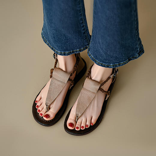 清凉舒适，头层牛皮平底凉鞋ZM22168 商品图11