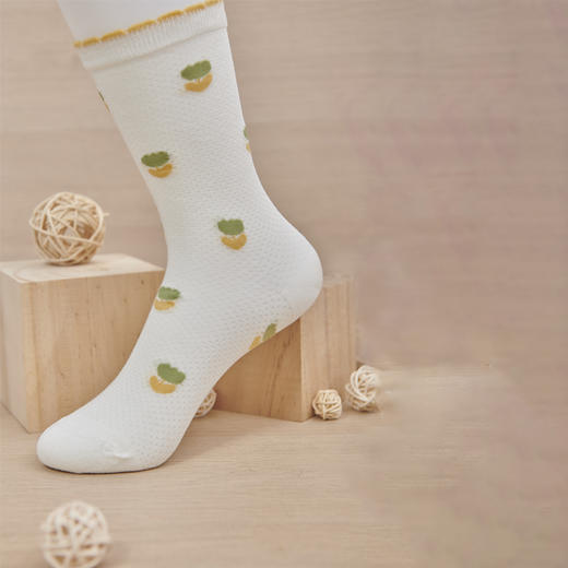 莫代尔直板提花女袜年轻时尚学生防臭吸汗凉爽多色堆堆袜耐穿质量【2312203/2312205】 商品图8