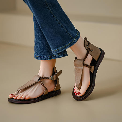 清凉舒适，头层牛皮平底凉鞋ZM22168 商品图10