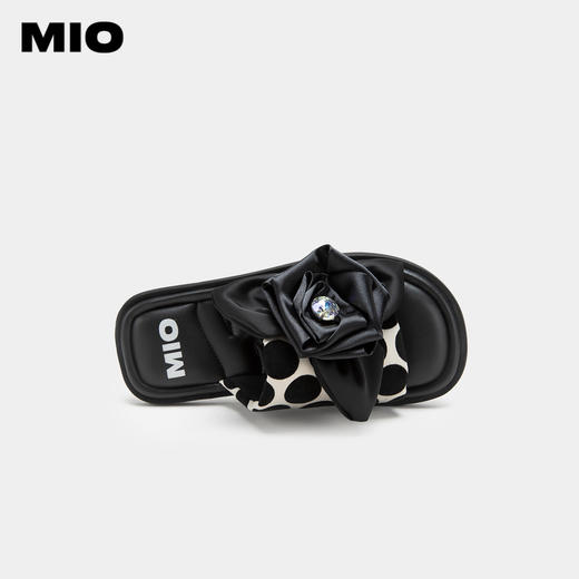MIO米奥夏季舒适平跟一字外穿拖女鞋小彩钻玫瑰花拖鞋潮流云朵拖M233131201 商品图2