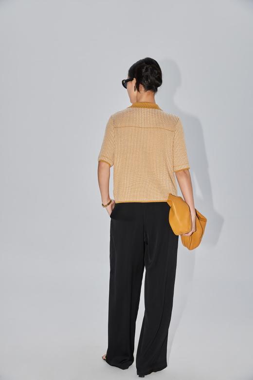 【盏那】桑蚕丝针织条纹肌理简约提花开衫 商品图2