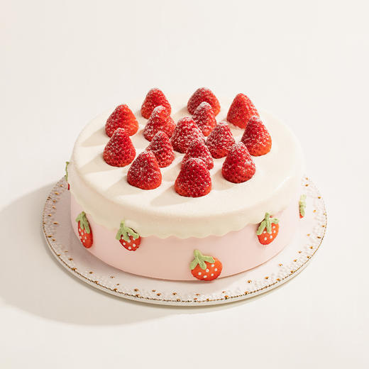 【草莓季限定】雪顶草莓物语蛋糕，甜润多汁的红颜草莓搭配软糯芋泥（全国幸福西饼蛋糕） 商品图0