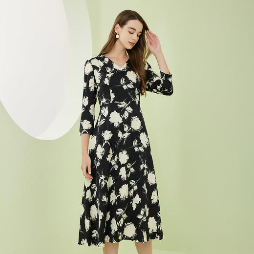 NF860斯尔丽瑟俪2023年春夏新款圆领中袖印花连衣裙 商品图2