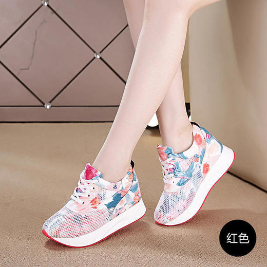 碎花休闲镂空，内增高厚底网纱运动鞋LMS158 商品图3