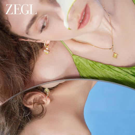 ZEGL设计师早春调色盘系列绿色爱心耳环女小众设计感耳钉银针耳饰 商品图3