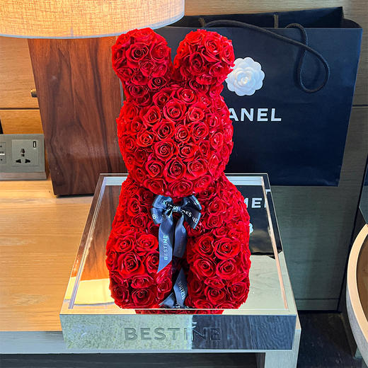 VBEINGS花语 红色玫瑰兔 永生花定制礼盒送女友表白生日礼物 商品图5