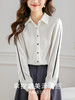 【79元福袋，不支持退换】熙世界撞色线条长袖衬衫女设计感小众2025春秋季新款时尚气质衬衣 商品缩略图1